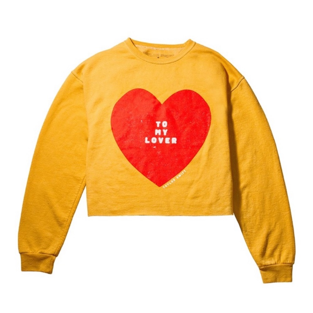 Taylor Swift To My Lover heart design yellow cropped crew neck sweatshirt - M